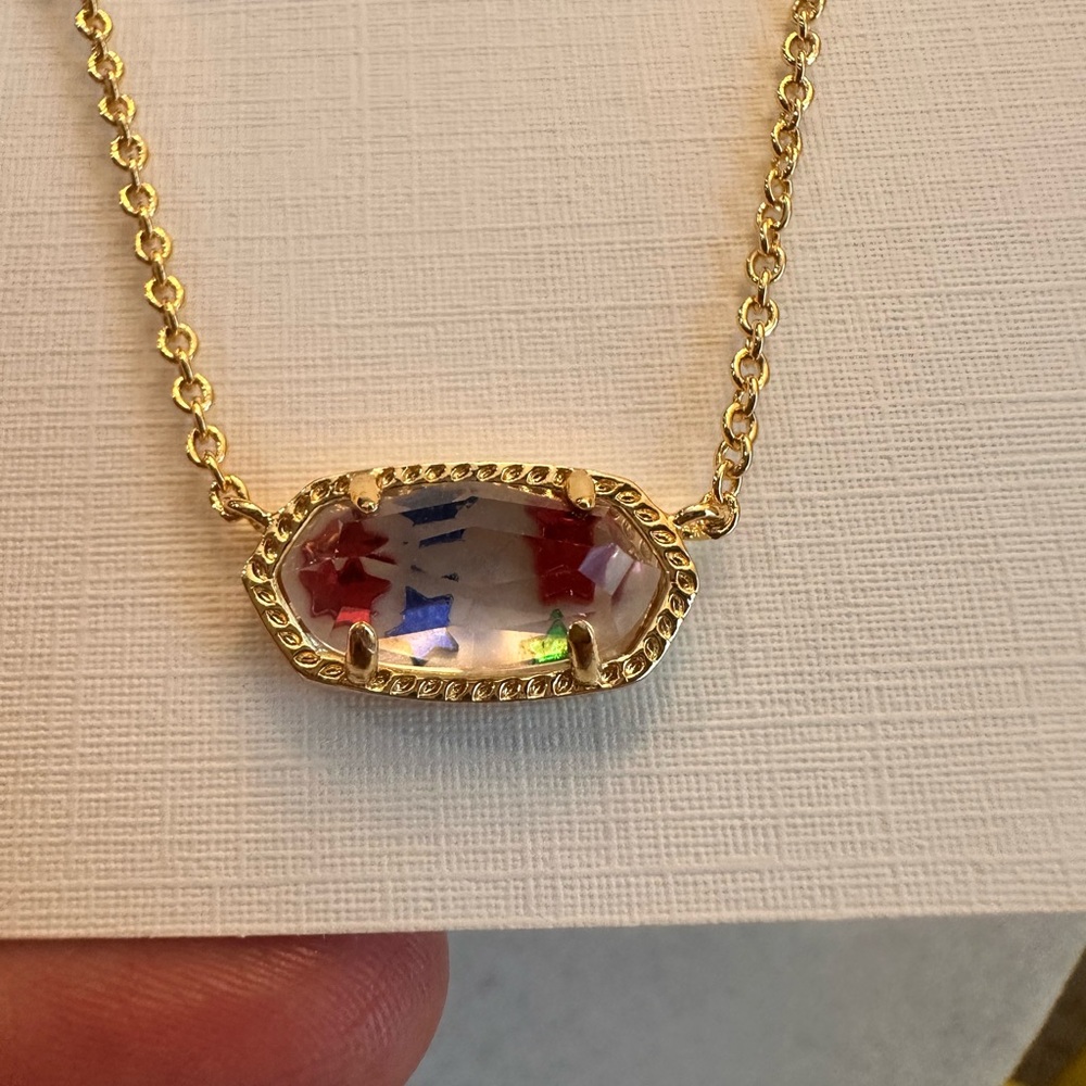 Kendra Scott Elisa Pendant Necklace Stars Red White Blue Illusion NEW - Picture 8 of 12